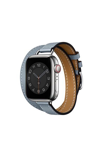 Teknoband Hermes Deri Kordon Double Tour Apple Watch 44/45/46/49 mm Uyumlu (logolu)