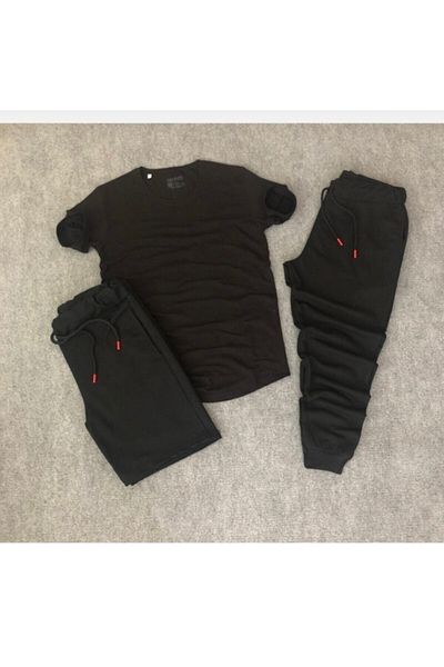 Joza Outdoors Unisex Μαύρο συνδυαστικό σετ 3 τεμαχίων (Τ-Shirt - Σορτς - Φούτερ)