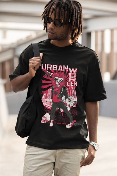 SUNFREE Urban printed Oversize Unisex μαύρο μπλουζάκι