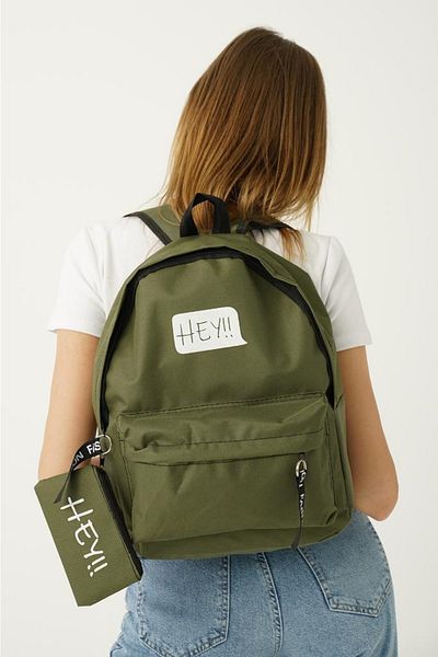 Top All BAG Green Hey Model School Backpack with Wallet