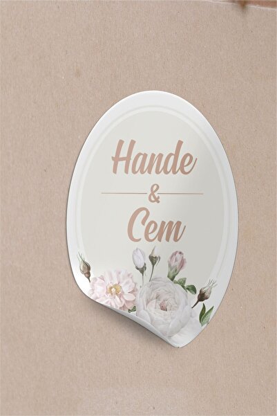 Piksel Grafik Oval Çiçekli Sticker, Kişiye Özel Kına,nişan,söz,nikah,düğün Et...