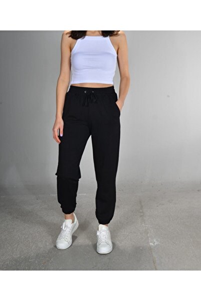 BADO WOMAN Γυναικείο μαύρο παντελόνι φόρμας με ελαστικό τελείωμα στο πόδι και...