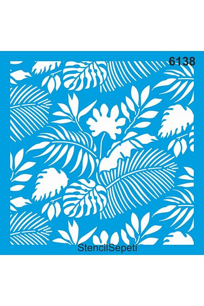 StencilSepeti Tropical Wall Pattern - Stencil Painting Template 50x50cm - No Refund!