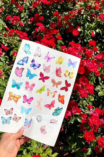 Hayal.kirtasiyesi 30Pcs Mariposa Butterfly Sticker Set - for Bullet Journal and Valentine's Day