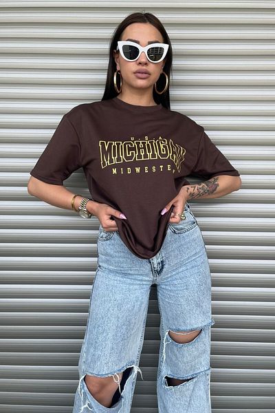 MODAGEN Μπλουζάκι με στάμπα Michigan Coffee Oversize