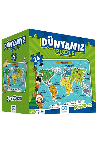 CA Games Dünyamız 24 Parça 50x70cm Çocuk Yer-Zemin Puzzle Yapboz Serisi