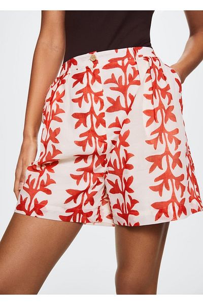 MANGO Woman Gemusterte Baumwollshorts