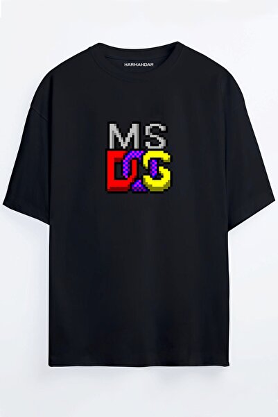 Harmandar Ms-dos Black - White Oversize T-shirt