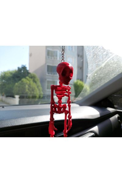 Rex Aksesuar Skeleton Mirror - Red Car Ornament, Rearview Chain Ornament