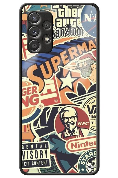 WANNA PROTECT Galaxy A33 Retro Compatible Brand Premium Patterned Glossy Phon...