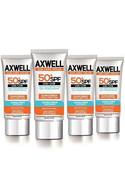 AXWELL SPF 50+ - 4-Piece Deal Set, Anti-Blemish Moisturizer, High Protection Sun Cream 50ml