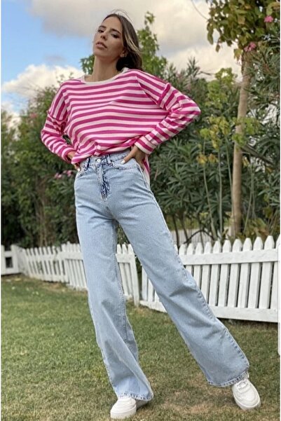 LİMABEL Sementa 90's Синій Сніг Прання Салаш Палаццо Wideleg Jean Power Likra...