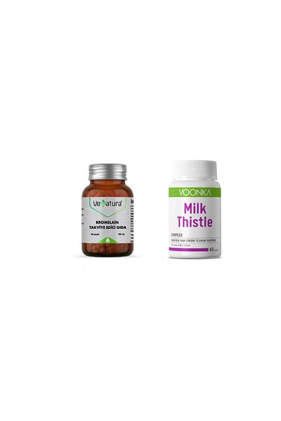 VeNatura Bromelain 500 Mg 60 Capsules + Milk Thistle Complex 62 Capsules For Adults