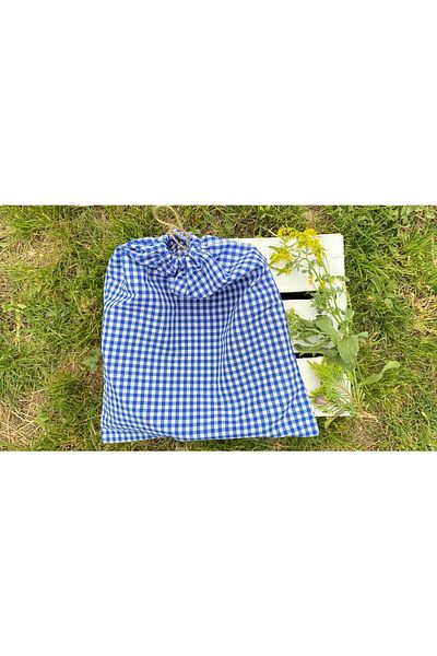 White Alamode Μεγάλη τσάντα δώρου με μοτίβο Gingham Navy Blue