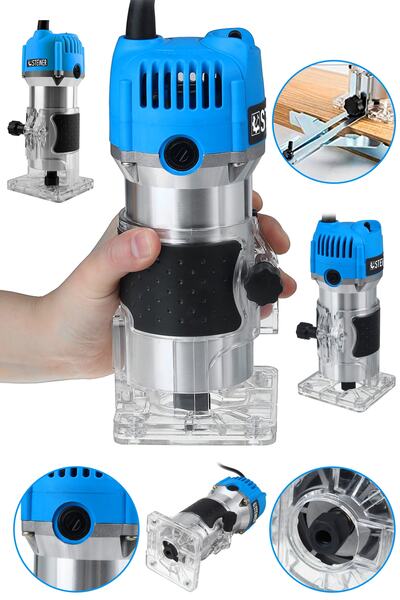 STEİNER Alman 3000 Watt 6 Kademe Devir Ayarlı Formika Traşlama Freze Makinesi 6 Mm Pens