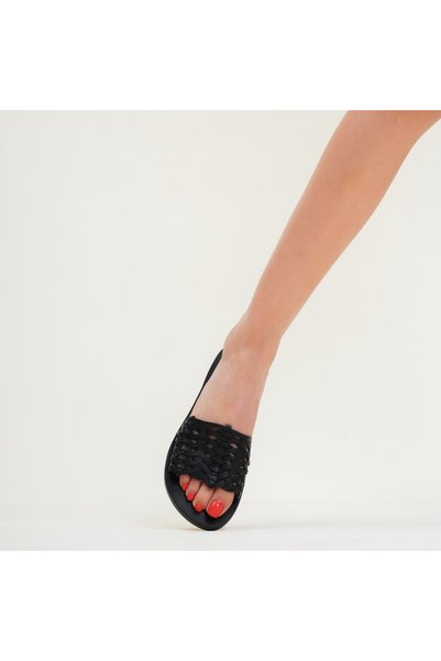 DaphneSandals Hakiki Deri Siyah Kadın Terlik - 7898