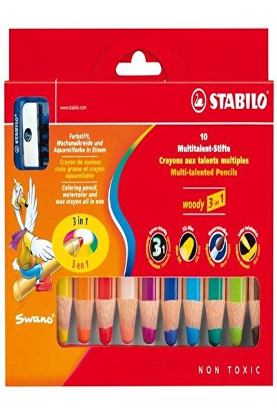 Stabilo Woody 3 In 1 Kuruboya 10 Renk K