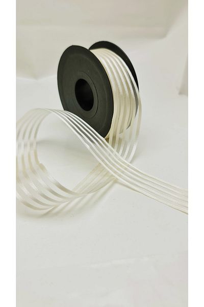 ÜNSALAN HOBİ Κορδέλα Σιφόν Οργάντζα Ριγέ 25mm 5 Μέτρα