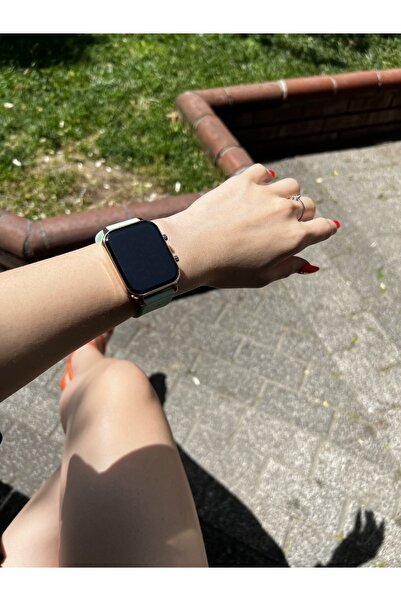 İSTLİV Kadın Turkuaz Kordon Rose Kasa Renk Silikon Kordon Dijital Led Kol Saati