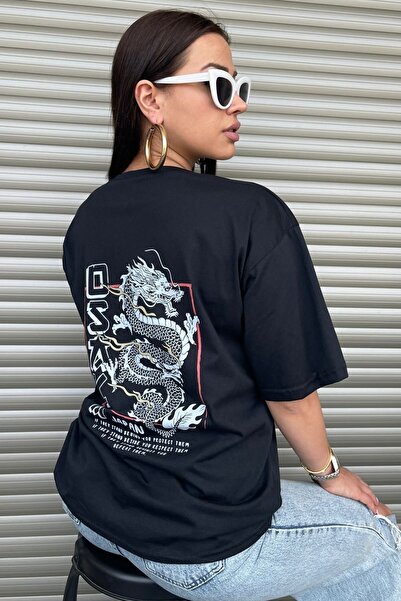 MODAGEN Ženska Osaka Prednja Stražnja Štampano Oversize kroj T-shirt