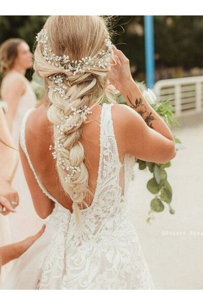 RAY TİCARET تاج شعر رأس العروس، إكسسوار شعر الزفاف بالحناء