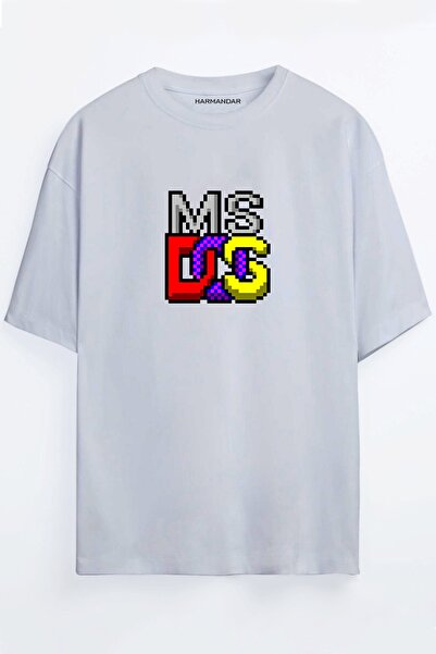 Harmandar Tricou oversize Ms-dos Negru - Alb