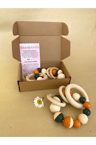 damdamin toys Half Color Wooden Beaded Round Teether