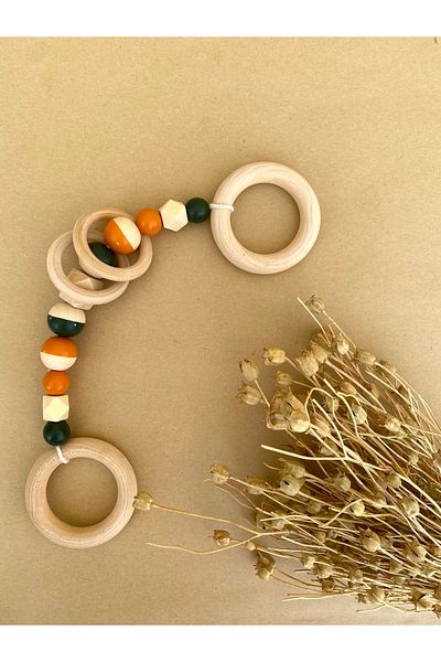 damdamin toys Half Color Wooden Beaded Teether