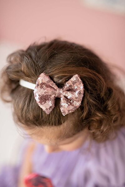 PixyLove Pembe Kız Çocuk Bandana Mini Fiyonk Spangle