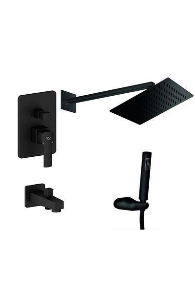 GPD Mta160-s Fully Built-in Shower Set Pedra Black Ads29-s from the Wall