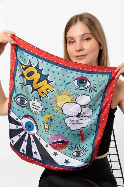 Saria Moda Colorful Scarf Bandana with Eye Pattern