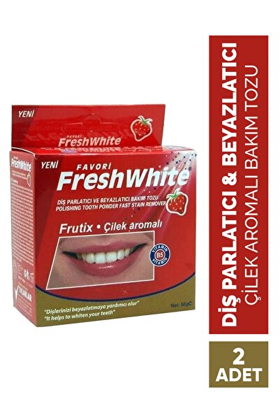 Fresh White Frutix Çilek Aromalı Diş Parlatıcı Ve Beyazlatıcı Bakım Tozu Smokers 50gr 2 Adet