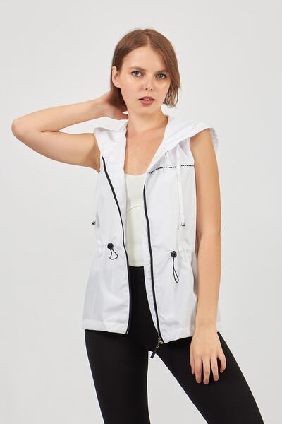 Moda Tuğram Λευκό μικρού υφασμάτινο γιλέκο