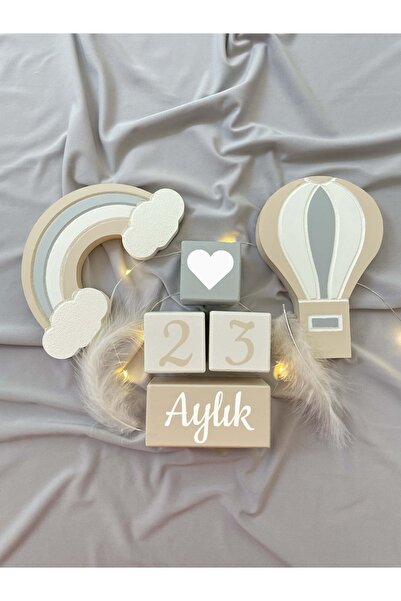 BİANNE ATÖLYESİ Keten Iki Objeli Bebek Anı Küp Seti Fotoğraf Çekim Ve Dekor Için Türkçe