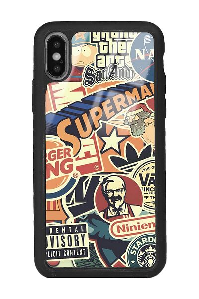 Spoyi حافظة هاتف لامعة بتصميم العلامة التجارية الرجعية لهاتف Iphone X - Xs