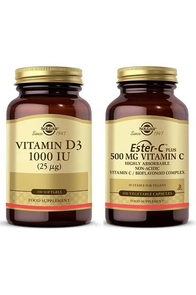 Solgar Vitamin D3 1000 Iu and Ester-c 500mg - 100 Tablets+capsules