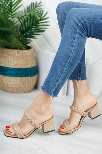 İmerShoes Καθημερινές γυναικείες παντόφλες πλεγμένες διπλές τιράντες Άνετες μαλακές μπλούζες γόβες 161