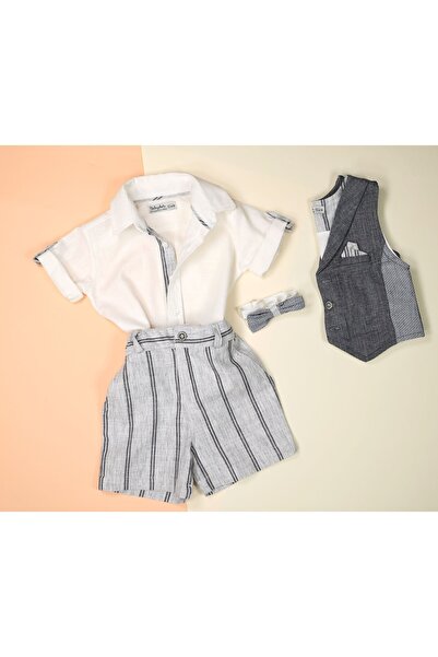 miabambim Lenzy 4-Piece Baby Boy Set Linen Fabric
