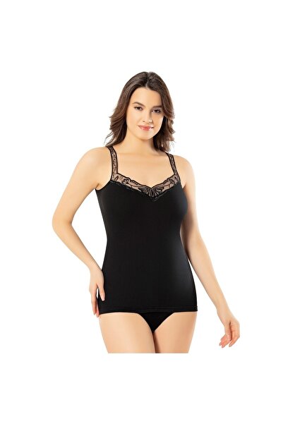 GİPAŞ Modelli Güpürlü Atlet Siyah 6408