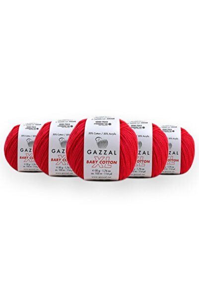 Gazzal Baby Cotton XL 50g, 5-Piece Pack Amigurumi Punch Yarn (3458 XL)