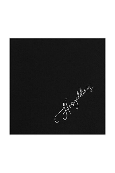 Story 33x33 Cm Silver Foil Welcome Patterned 16-Piece Black Colored Paper Nap...