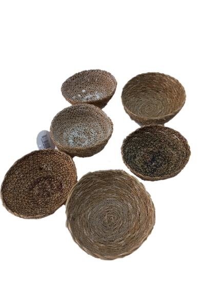 Sever Hasır Örgü 6'li Cerezlik Ve Çok Amaçlı Sepet Seti 14 cm