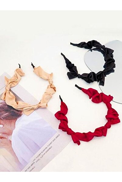 CSR AKSESUAR طقم تاج من الساتان بعقدة فيونكة مكون من 3 قطع