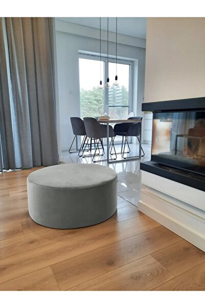 DeccoStil Yuvarlak Dikişli Puf / Orta Sehpa 76 Cm / Yükseklik 30 Cm