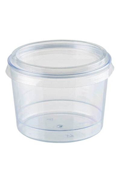 BERGAMA PLASTİK Plastik Tatlı Kabı Kasesi Kristal Kapaklı 10 Adet  180 Cc