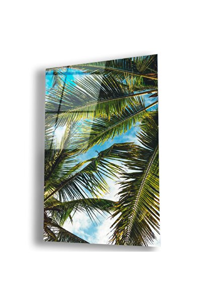 Zevahir Mobilya Dekorasyon Τραχύς πίνακας από γυαλί φύλλο φοίνικα