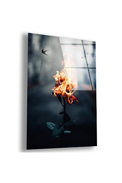 Zevahir Mobilya Dekorasyon Frameless Vertical Flame Rose Unbreakable Glass Table