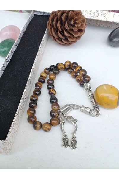 TEZAL Natural Stone Special Brown Tiger Eye Rosary for Fathers a Quality