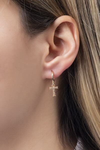 Sortie Aksesuar Zirkon Taşlı Harf Küpe T