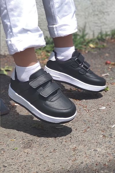 FLY STEP Pantofi sport casual cu velcro alb-negru pentru copii